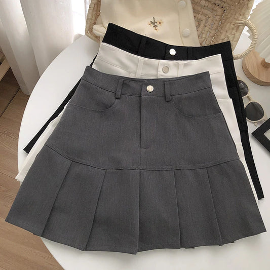 Y2K Vintage High Waist Pleated Skirt Women