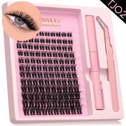 GROINNEYA Lash Clusters Kit With Waterproof Strong Hold DIY Lash Extension