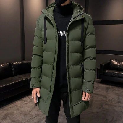 Thicken Warm Men Long Parka Fashion Brand Casual Winter Windbreaker Jacket with Hood Coats Fashion Clothing for Men All-match