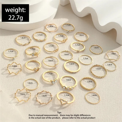 Fashion Simple Wave Joint Rings Set