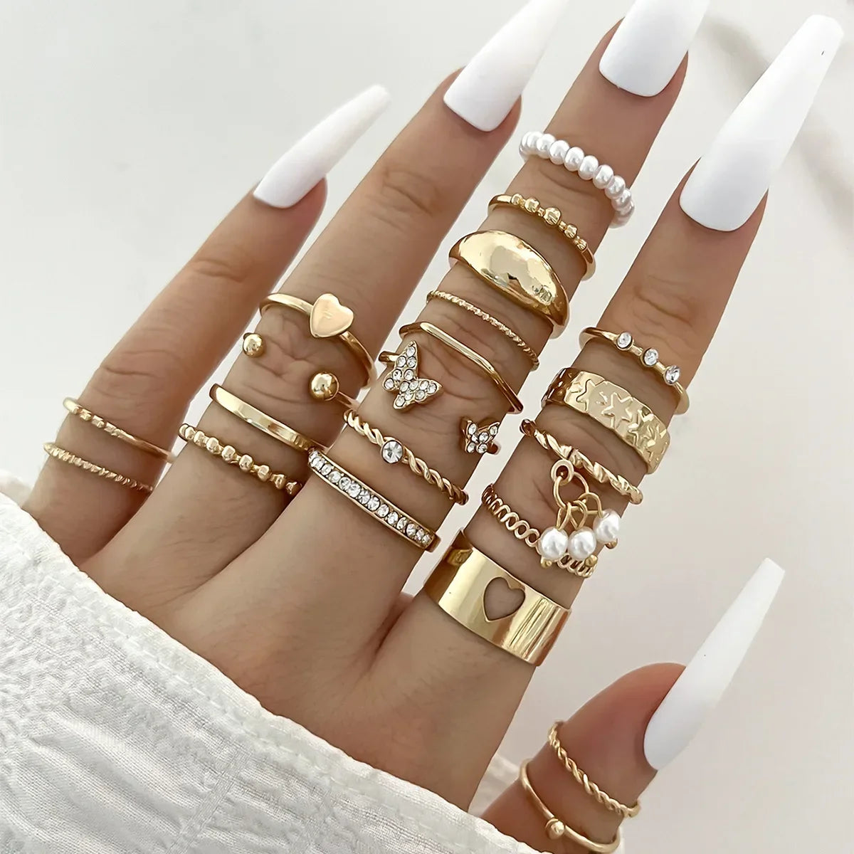 Fashion Simple Wave Joint Rings Set