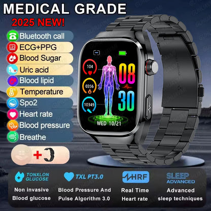 2025 New Blood Glucose ECG Medical Grade Smart Watches