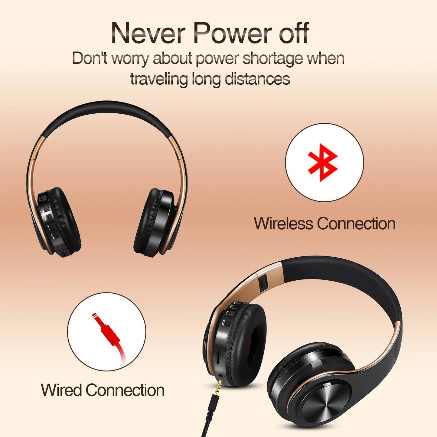 Men Gift Gold Wireless Headphones