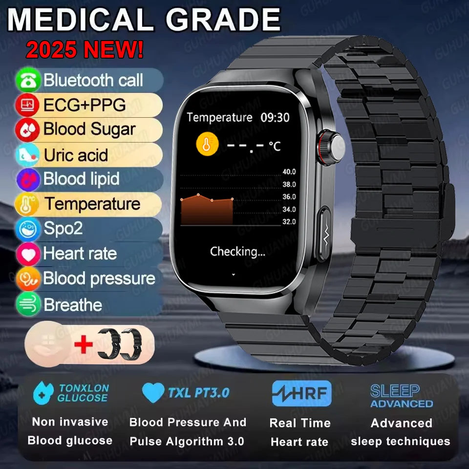 2025 New Blood Glucose ECG Medical Grade Smart Watches