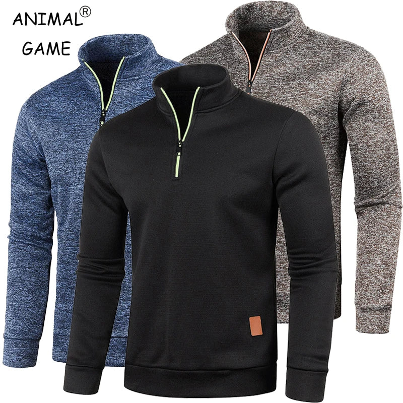 Autumn Men's Half Zipper Sweatshirts Long Sleeve