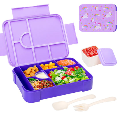 Adorable Pattern Kids Lunch Box Portable Divided