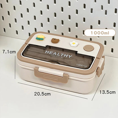 Simple Cute Portable Lunch Box With Compartment For Kids