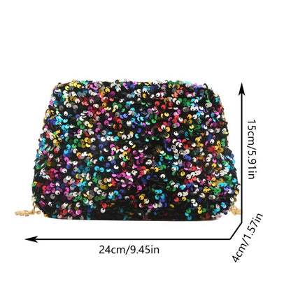 Sequins Crossbody Chain Bag Simple INS Solid Color