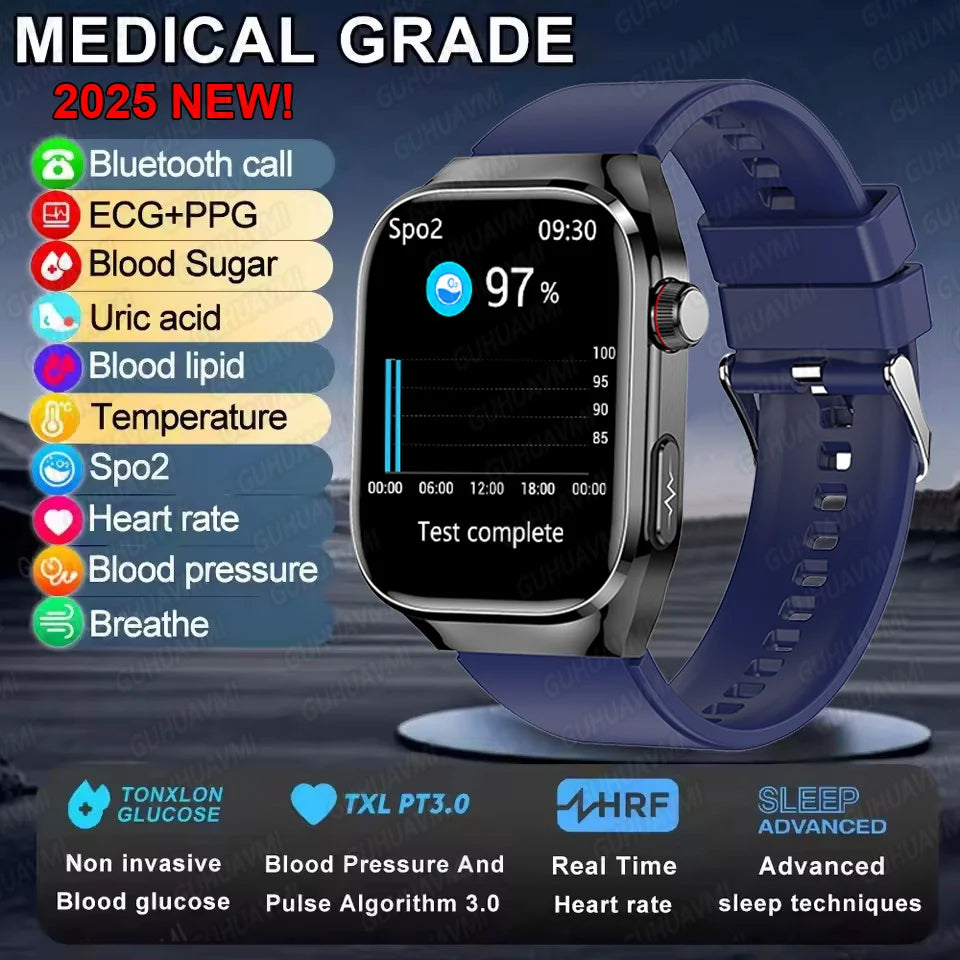 2025 New Blood Glucose ECG Medical Grade Smart Watches