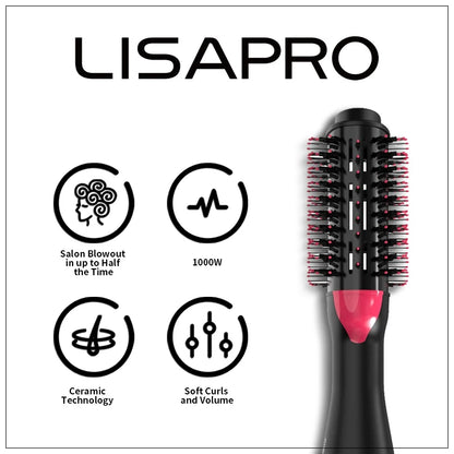 LISAPRO 3 IN 1 Hot Air Brush One-Step Hair Dryer And Volumizer