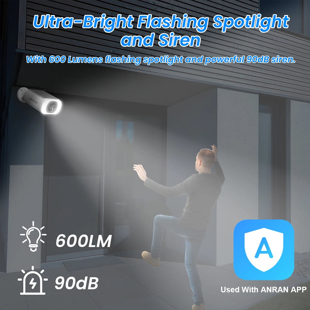 ANRAN 2K Solar Security Camera 3MP