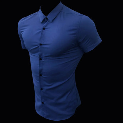 Summer Fashion Super Slim Fit Short Sleeve Shirts Men Classic