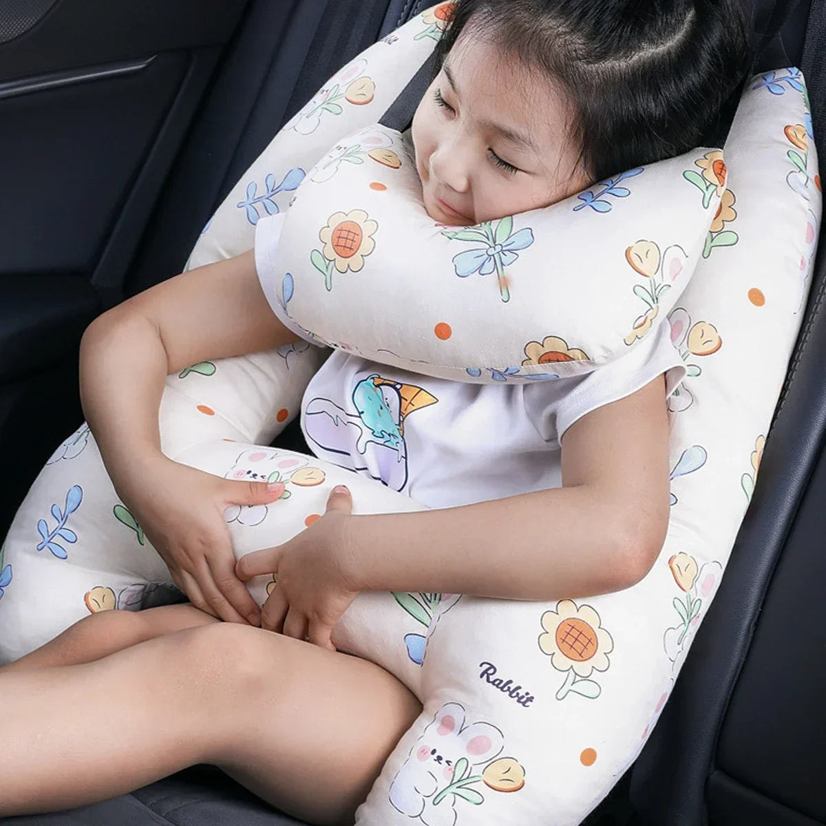 2-Pack Adorable Ultra-Soft Car Seat Pillows with Secure Belt