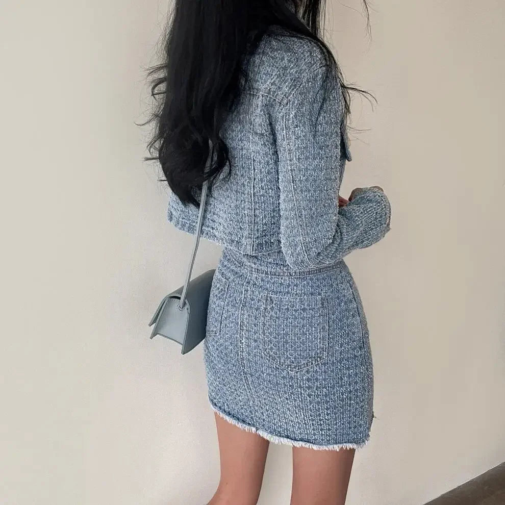 Elegant Tweed Suit Women's Spring Fashion Short Jacket