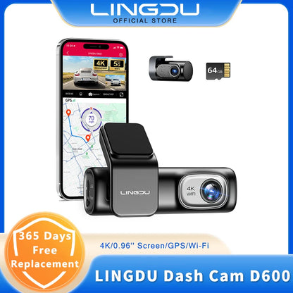 LINGDU D600 4K 2160P UHD Dash Cam Car