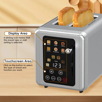 GOOVI EU Stainless Steel Two Slice Toaster Touch Screen