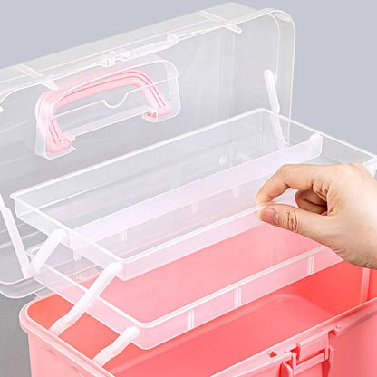 Three-layer Transparent Plastic Craft Storage Box