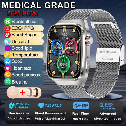 2025 New Blood Glucose ECG Medical Grade Smart Watches