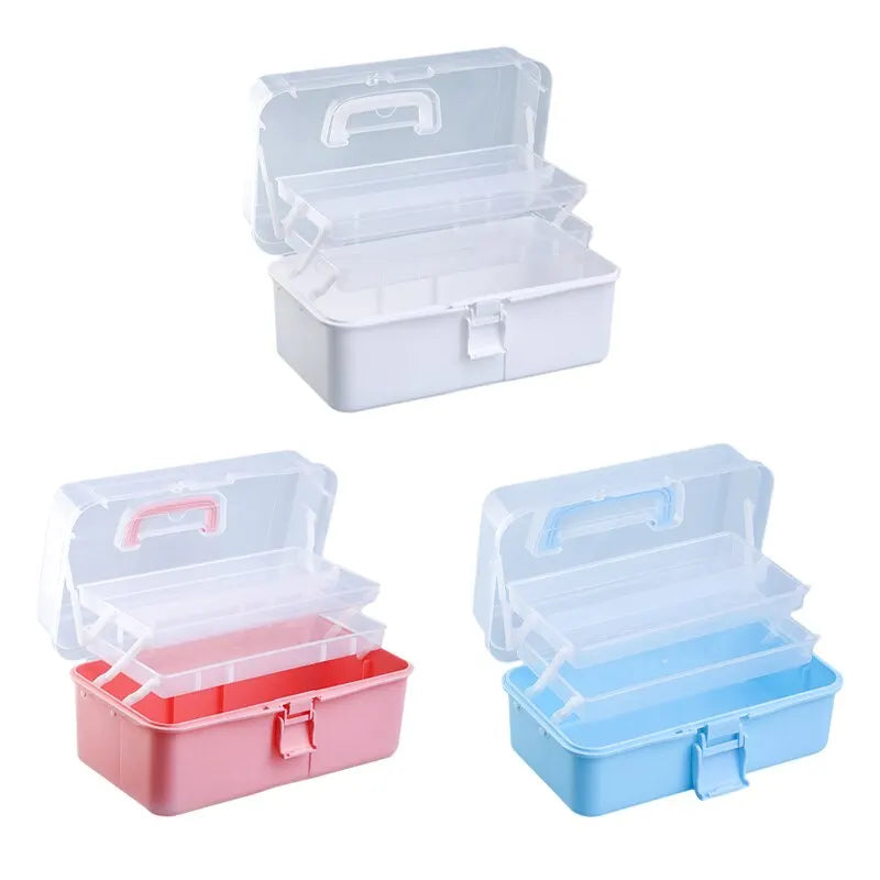 Three-layer Transparent Plastic Craft Storage Box