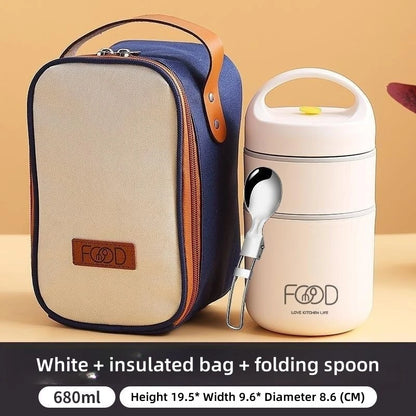 Thermal Porridge Cup Stainless Steel Insulated Lunch Bag