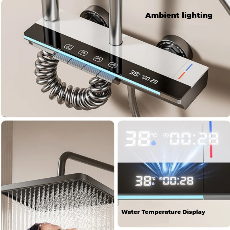 Hot Cold Shower Set Faucet Temperature Digital Display