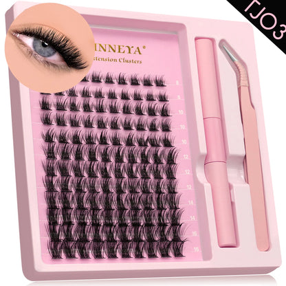 GROINNEYA Lash Clusters Kit With Waterproof Strong Hold DIY Lash Extension