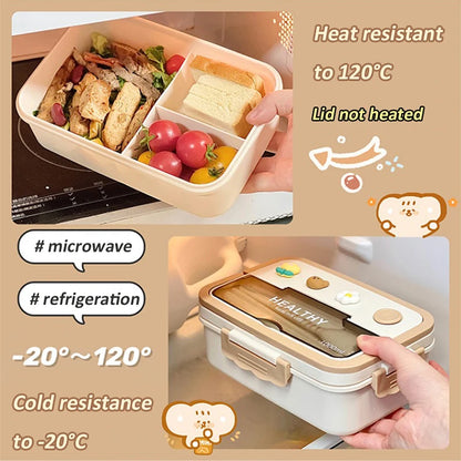 Simple Cute Portable Lunch Box With Compartment For Kids