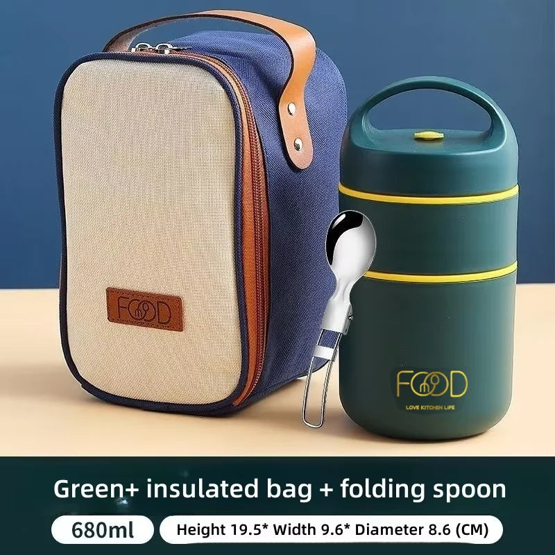 Thermal Porridge Cup Stainless Steel Insulated Lunch Bag