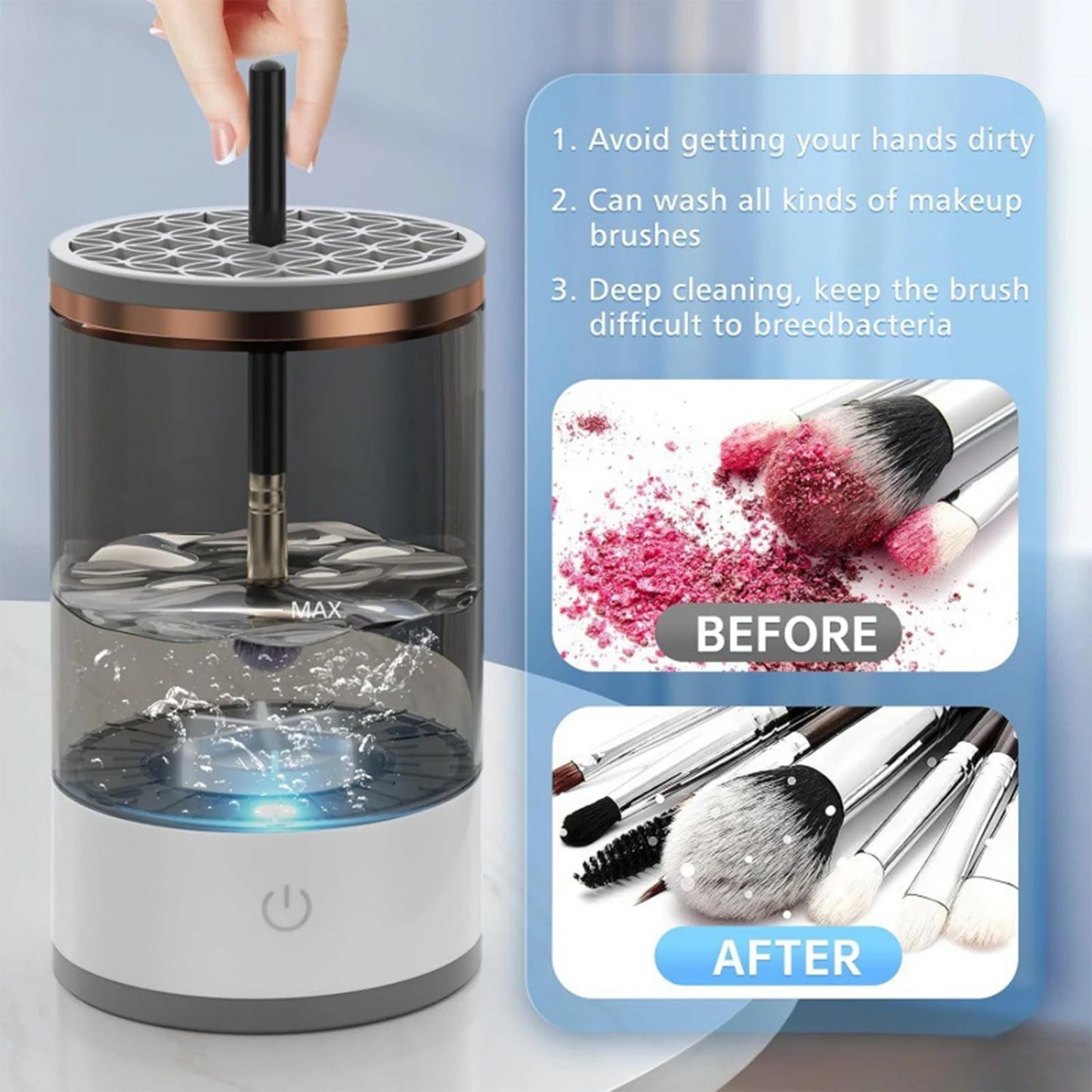 Portable Electric Makeup Brush Cleaner with Rubber Makeup Machine Electric USB