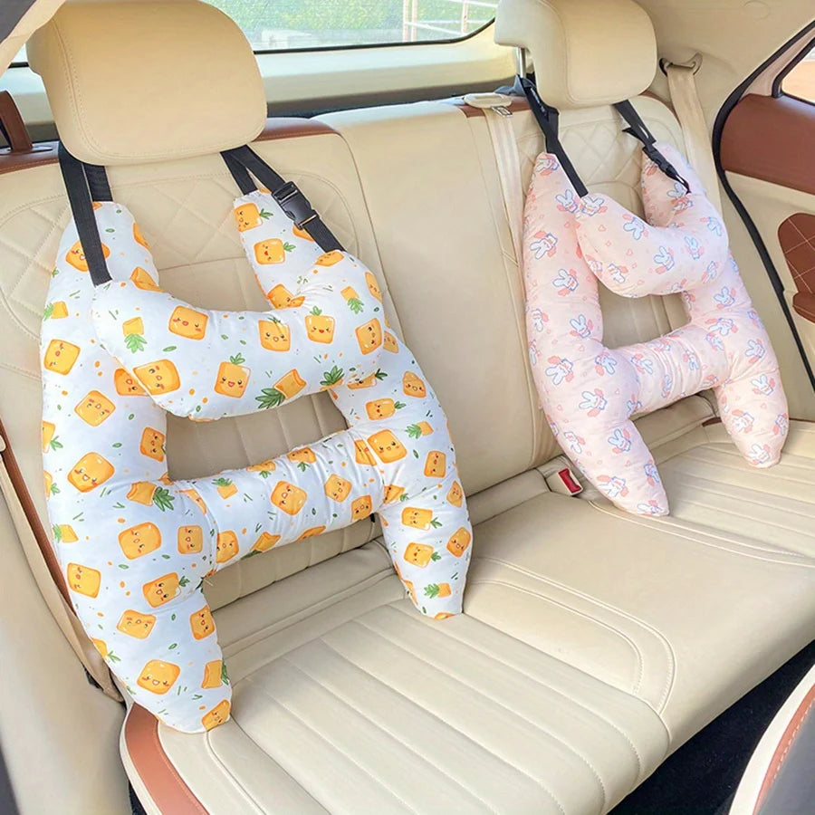 2-Pack Adorable Ultra-Soft Car Seat Pillows with Secure Belt