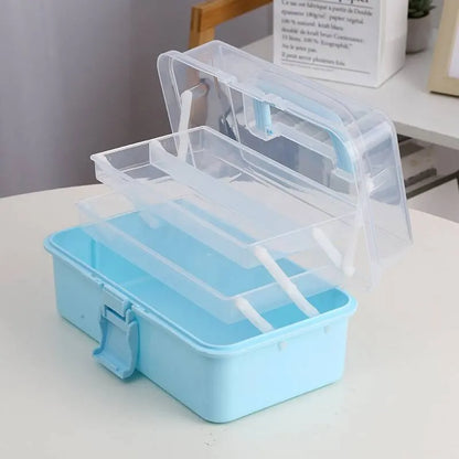 Three-layer Transparent Plastic Craft Storage Box