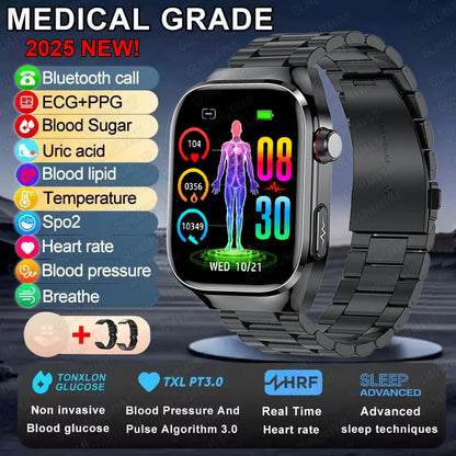 2025 New Blood Glucose ECG Medical Grade Smart Watches