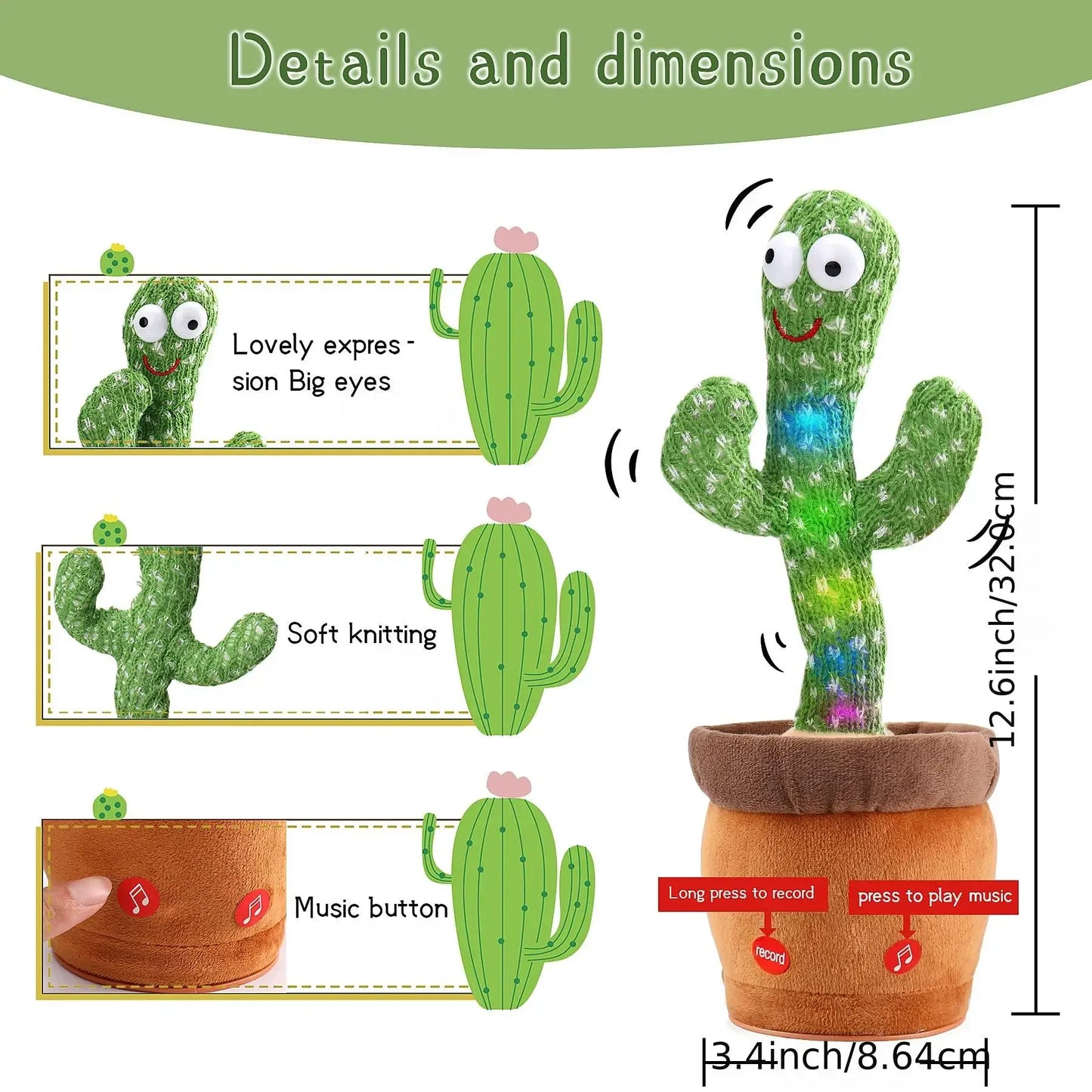 Dancing Cactus Repeat Talking Toy Electronic Plush Toys