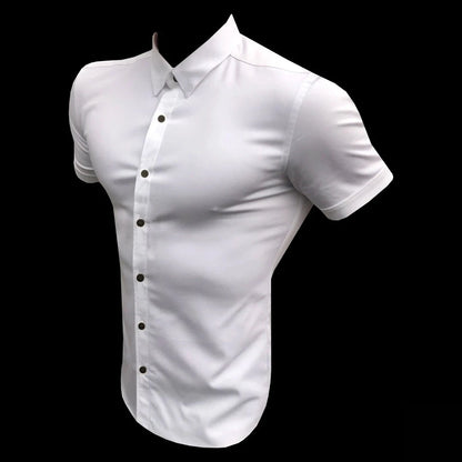 Summer Fashion Super Slim Fit Short Sleeve Shirts Men Classic