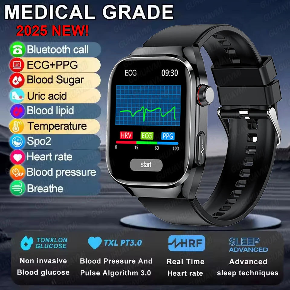 2025 New Blood Glucose ECG Medical Grade Smart Watches