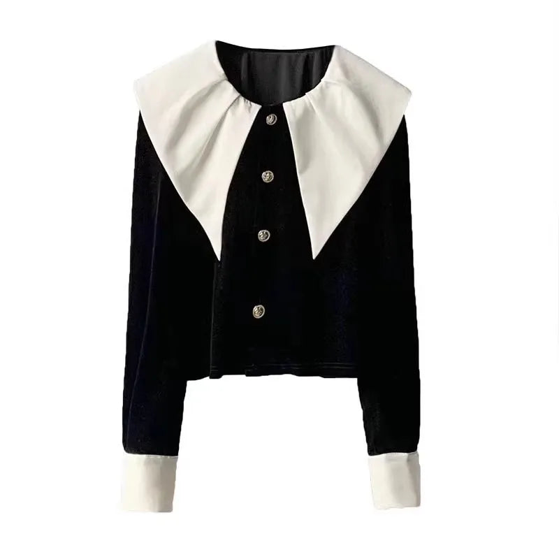 Lapel Shirts Women French Style Elegant Loose Vintage Panelled