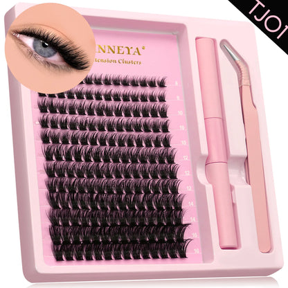 GROINNEYA Lash Clusters Kit With Waterproof Strong Hold DIY Lash Extension