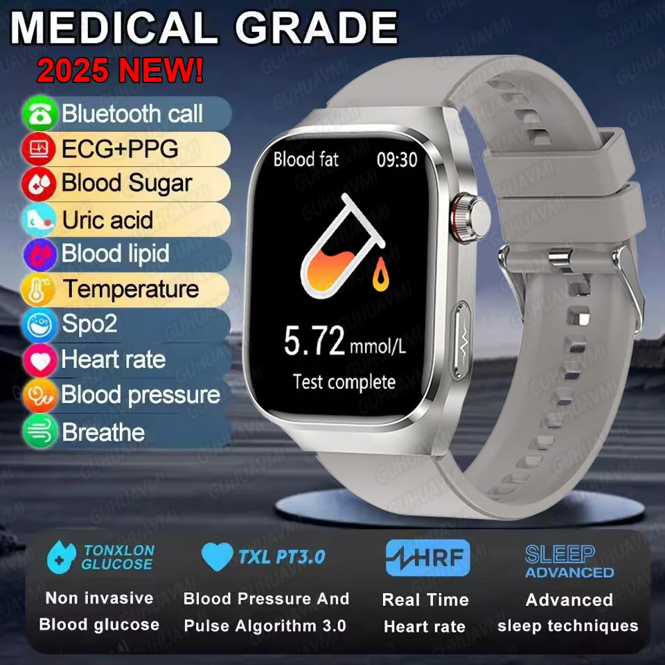 2025 New Blood Glucose ECG Medical Grade Smart Watches