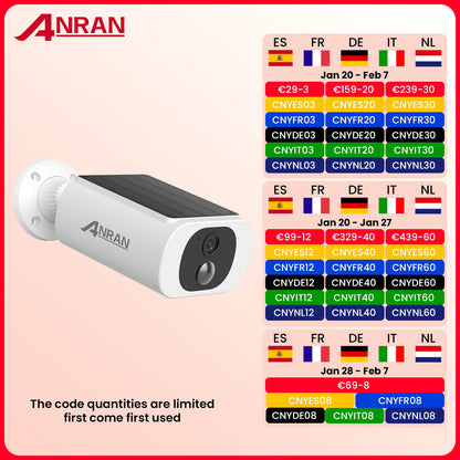 ANRAN 2K Solar Security Camera 3MP