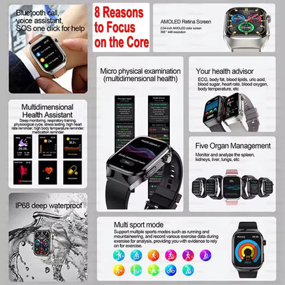 2025 New Blood Glucose ECG Medical Grade Smart Watches