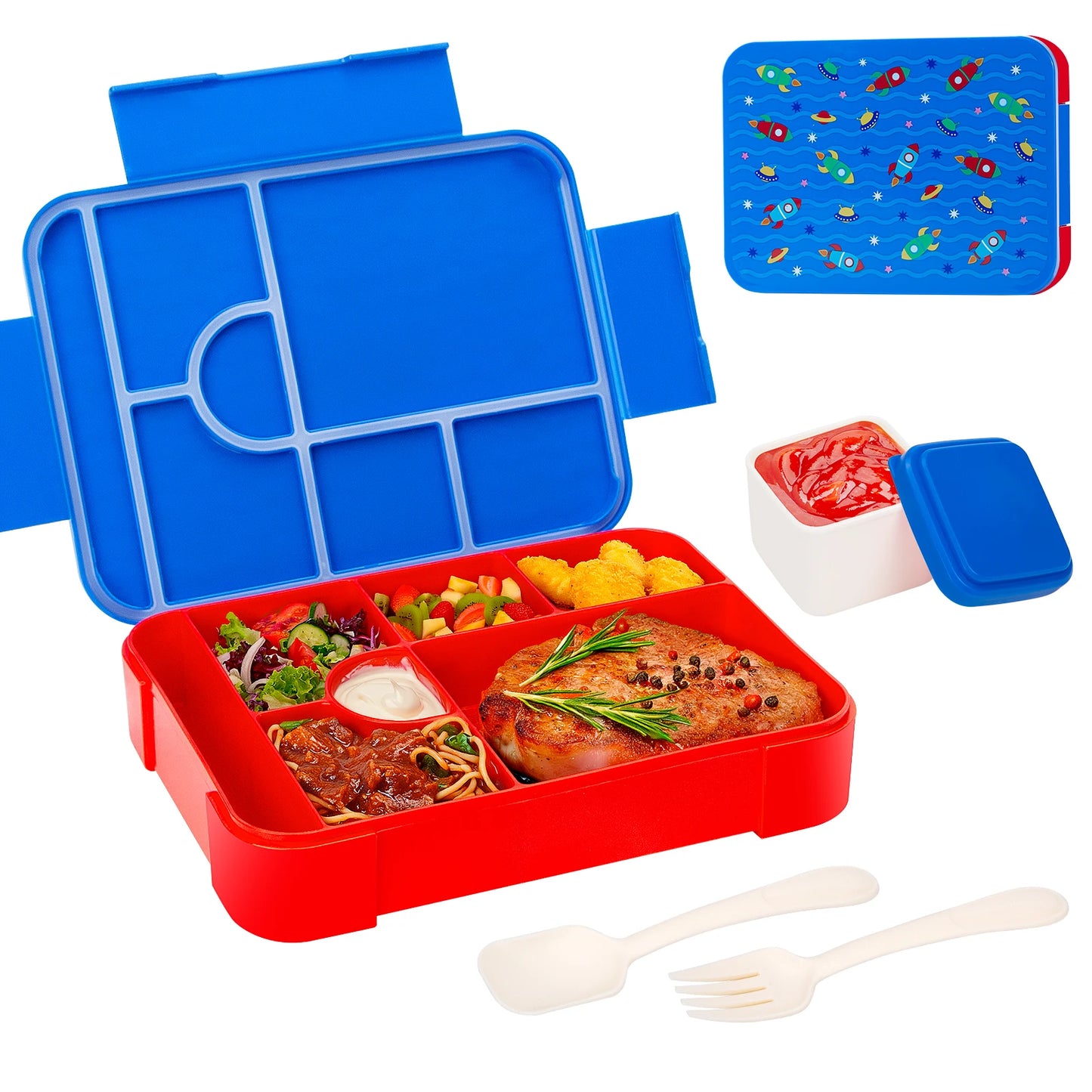 Adorable Pattern Kids Lunch Box Portable Divided