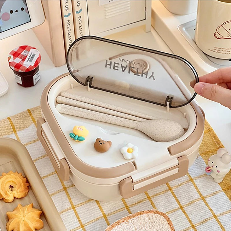 Simple Cute Portable Lunch Box With Compartment For Kids