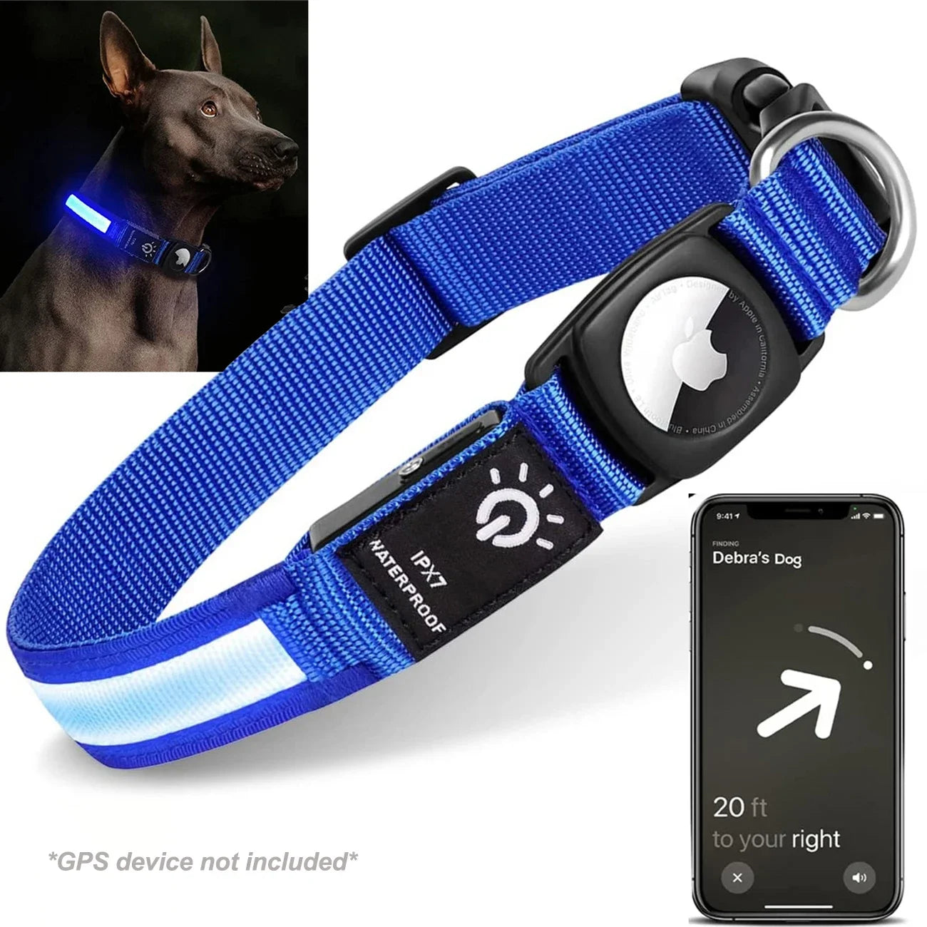 For Apple Airtag GPS Finder Led Dog Collar