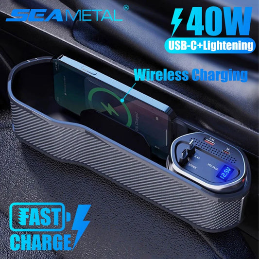 SEAMETAL Wireless Charging Car Seat Gap Organizer