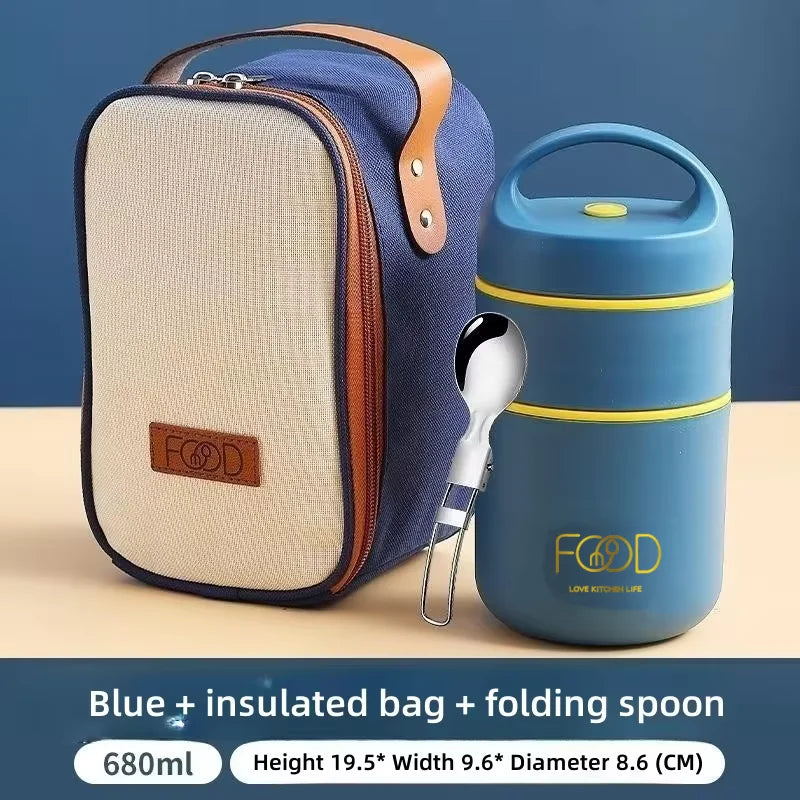 Thermal Porridge Cup Stainless Steel Insulated Lunch Bag