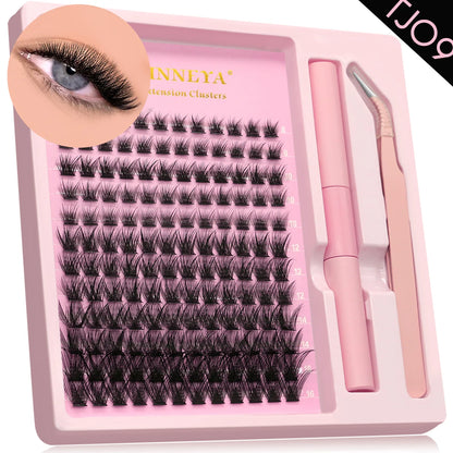 GROINNEYA Lash Clusters Kit With Waterproof Strong Hold DIY Lash Extension