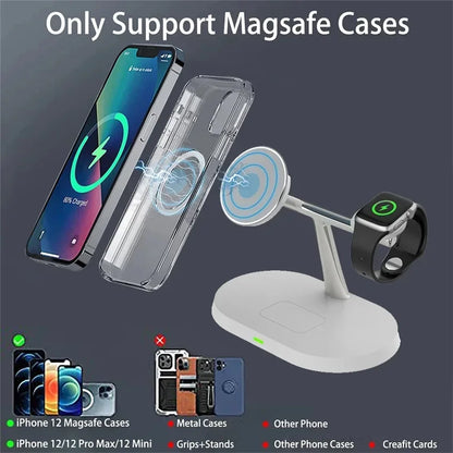 30W 3 in 1 Magnetic Wireless Charger Stand For Magsafe iPhone