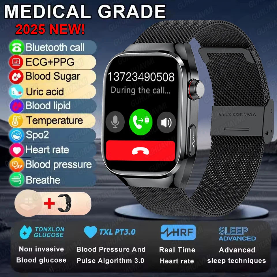 2025 New Blood Glucose ECG Medical Grade Smart Watches