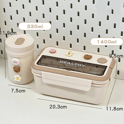 Simple Cute Portable Lunch Box With Compartment For Kids