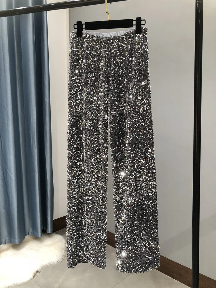 The New Women's Fashion Trendy Sparkling Gold Pants